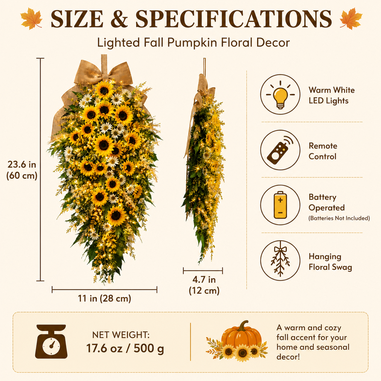  remote-controlled lighted sunflower hanging floral decor. 🌻✨