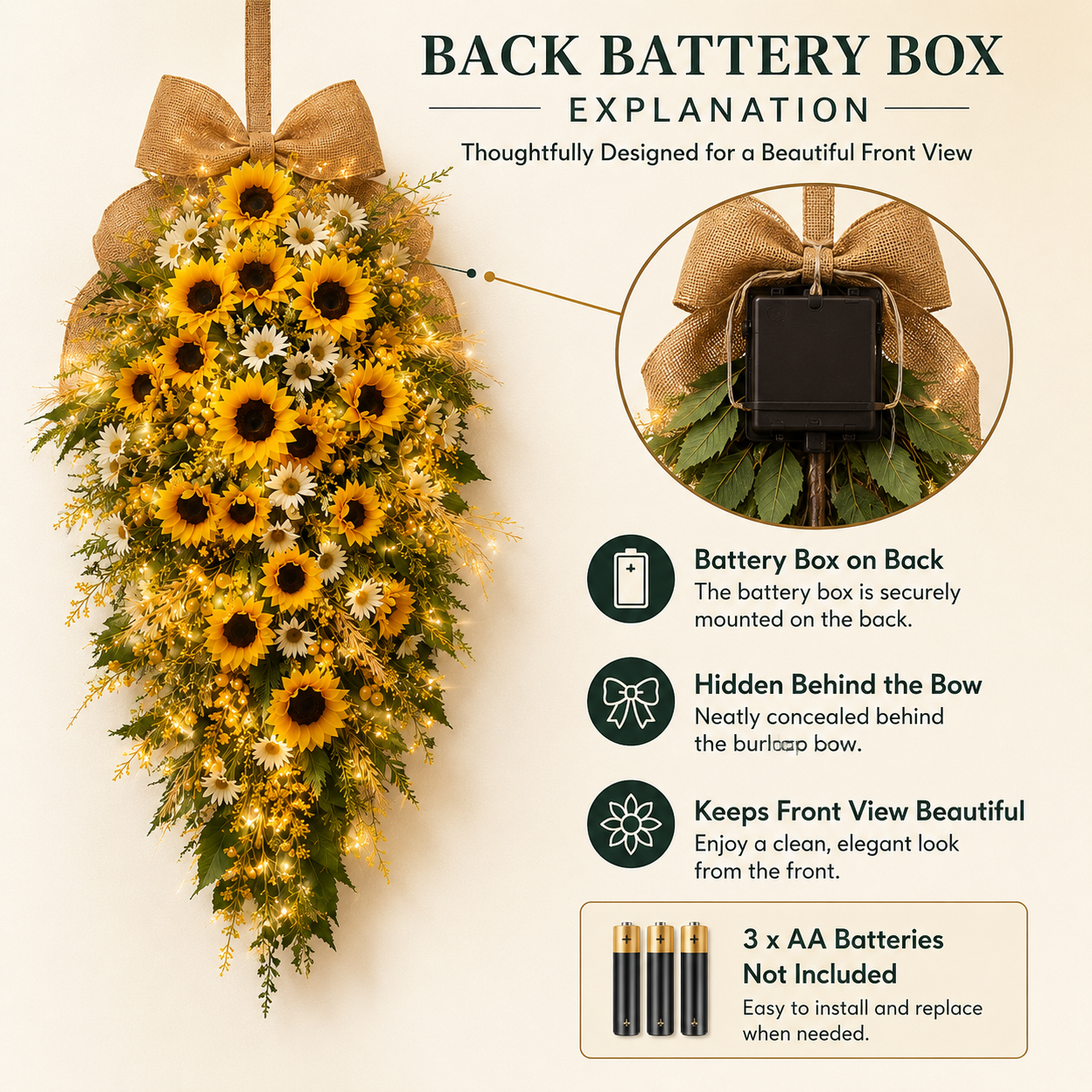  remote-controlled lighted sunflower hanging floral decor. 🌻✨