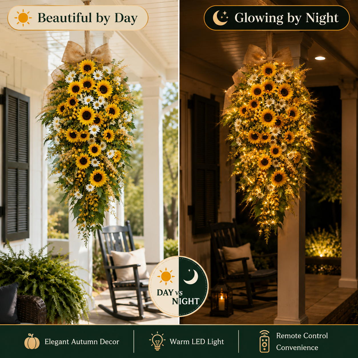  remote-controlled lighted sunflower hanging floral decor. 🌻✨