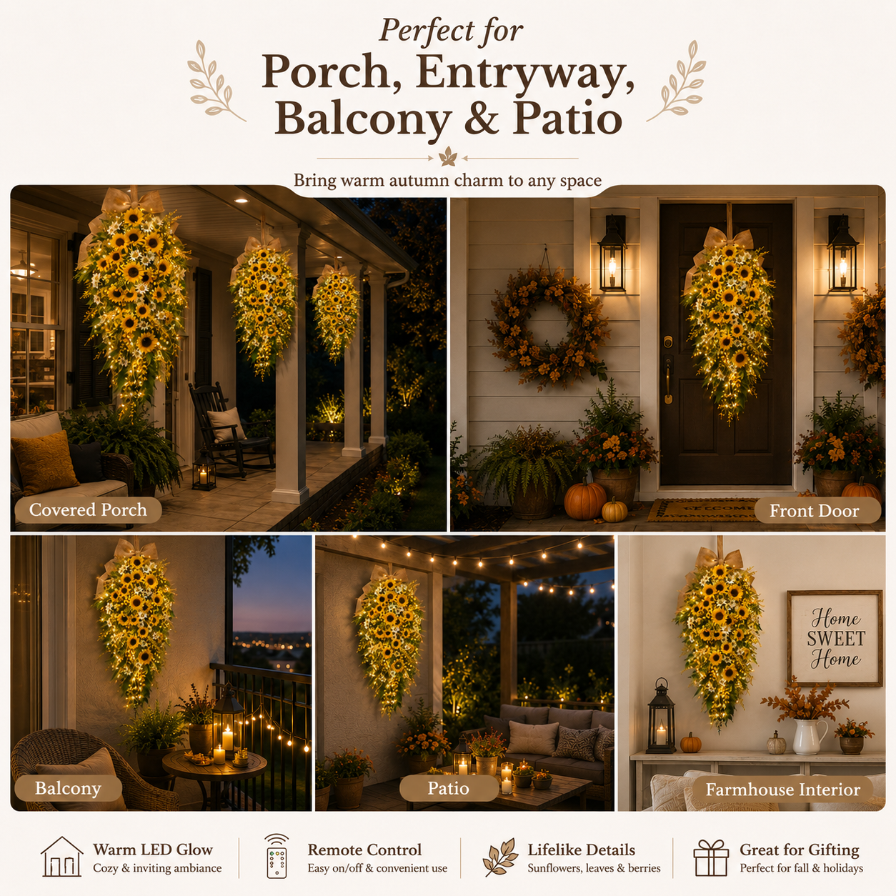  remote-controlled lighted sunflower hanging floral decor. 🌻✨