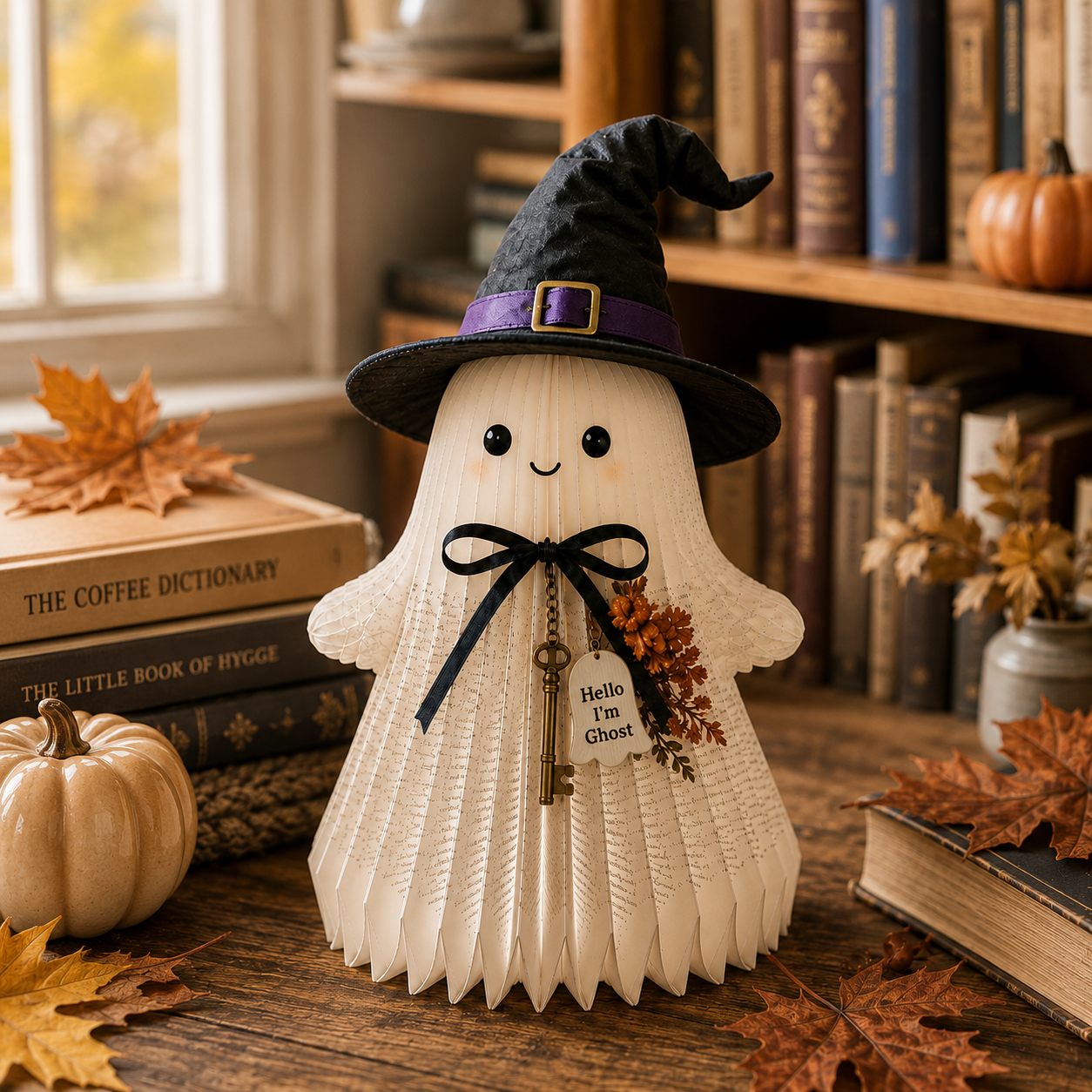 Lighted Book Page Ghost Witch Decor
