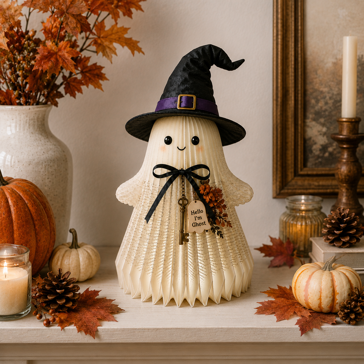 Lighted Book Page Ghost Witch Decor