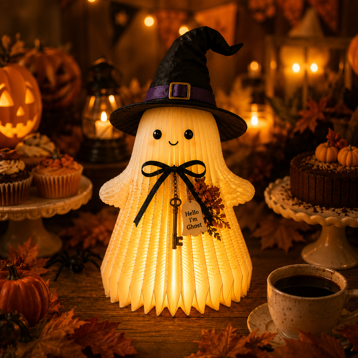 Lighted Book Page Ghost Witch Decor