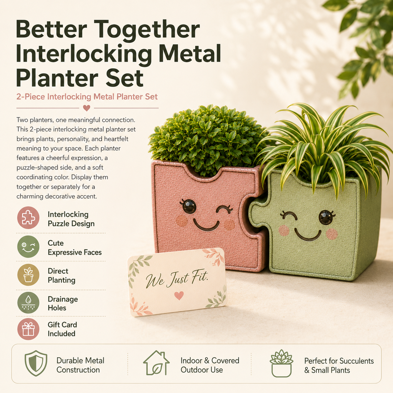 Better Together Interlocking Metal Planter Set