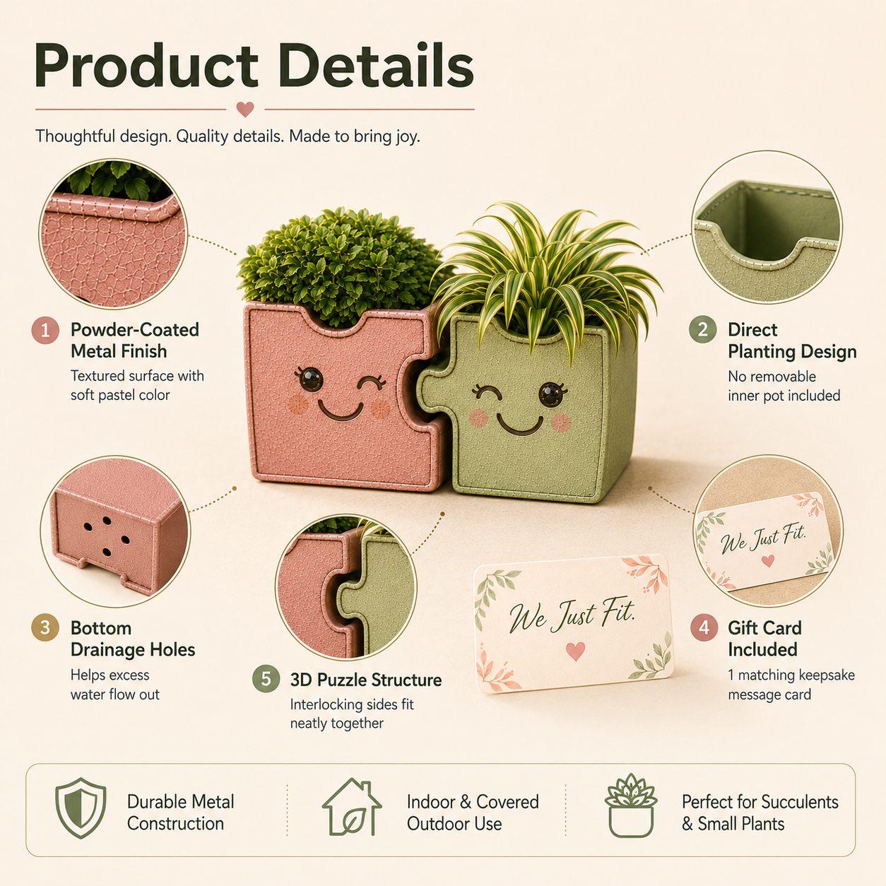 Better Together Interlocking Metal Planter Set