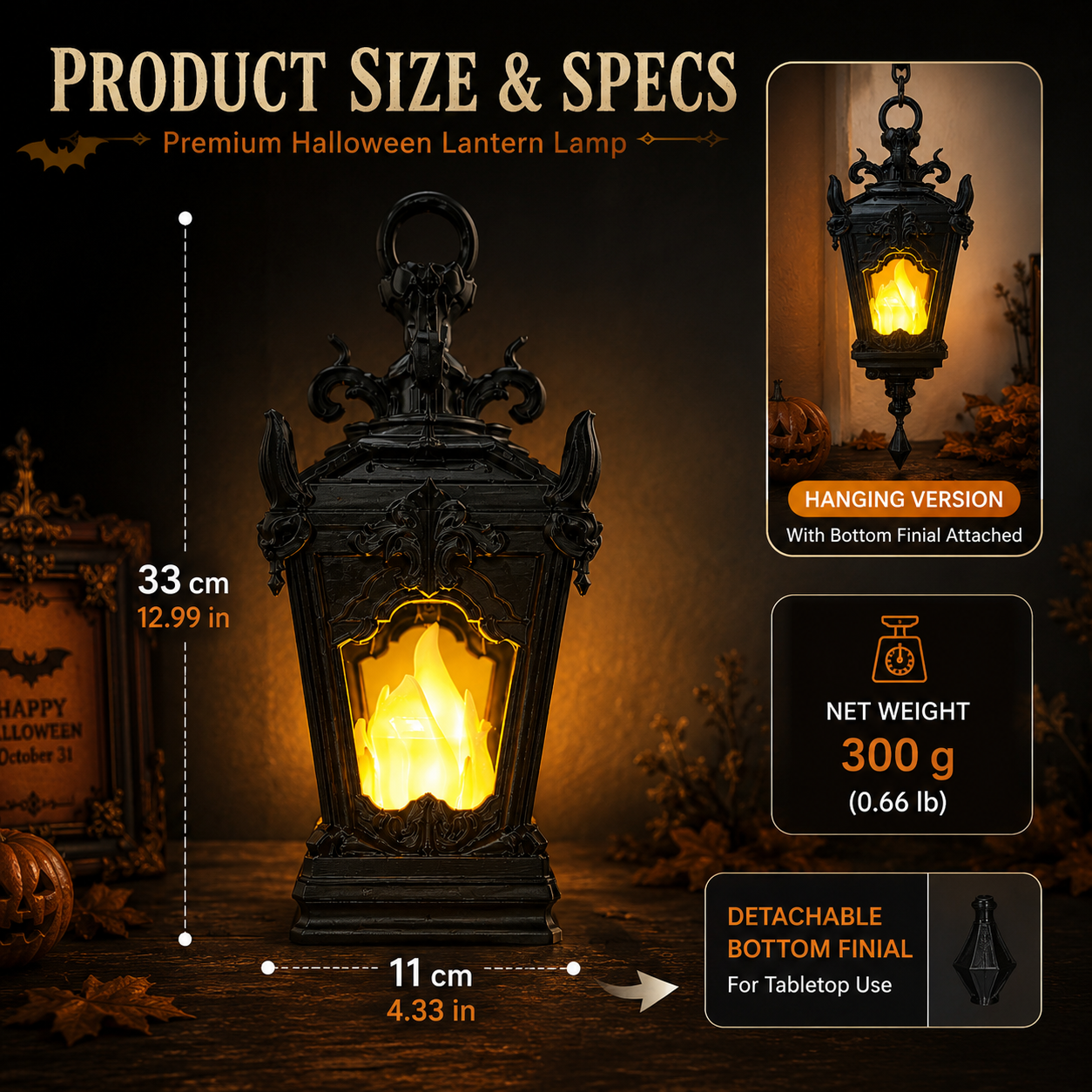 Vintage Gothic LED Flame Lantern