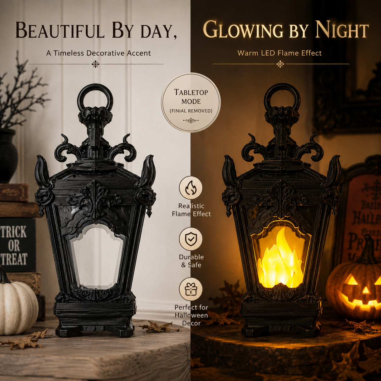 Vintage Gothic LED Flame Lantern