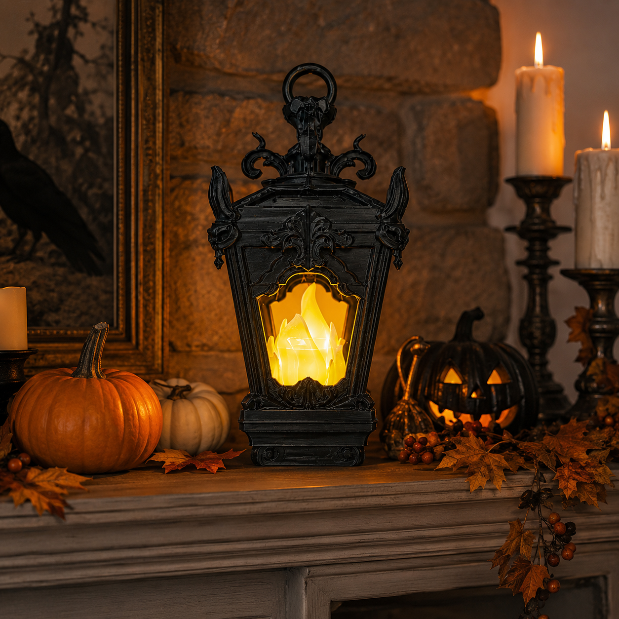 Vintage Gothic LED Flame Lantern