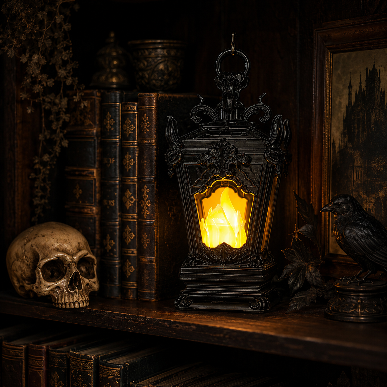 Vintage Gothic LED Flame Lantern