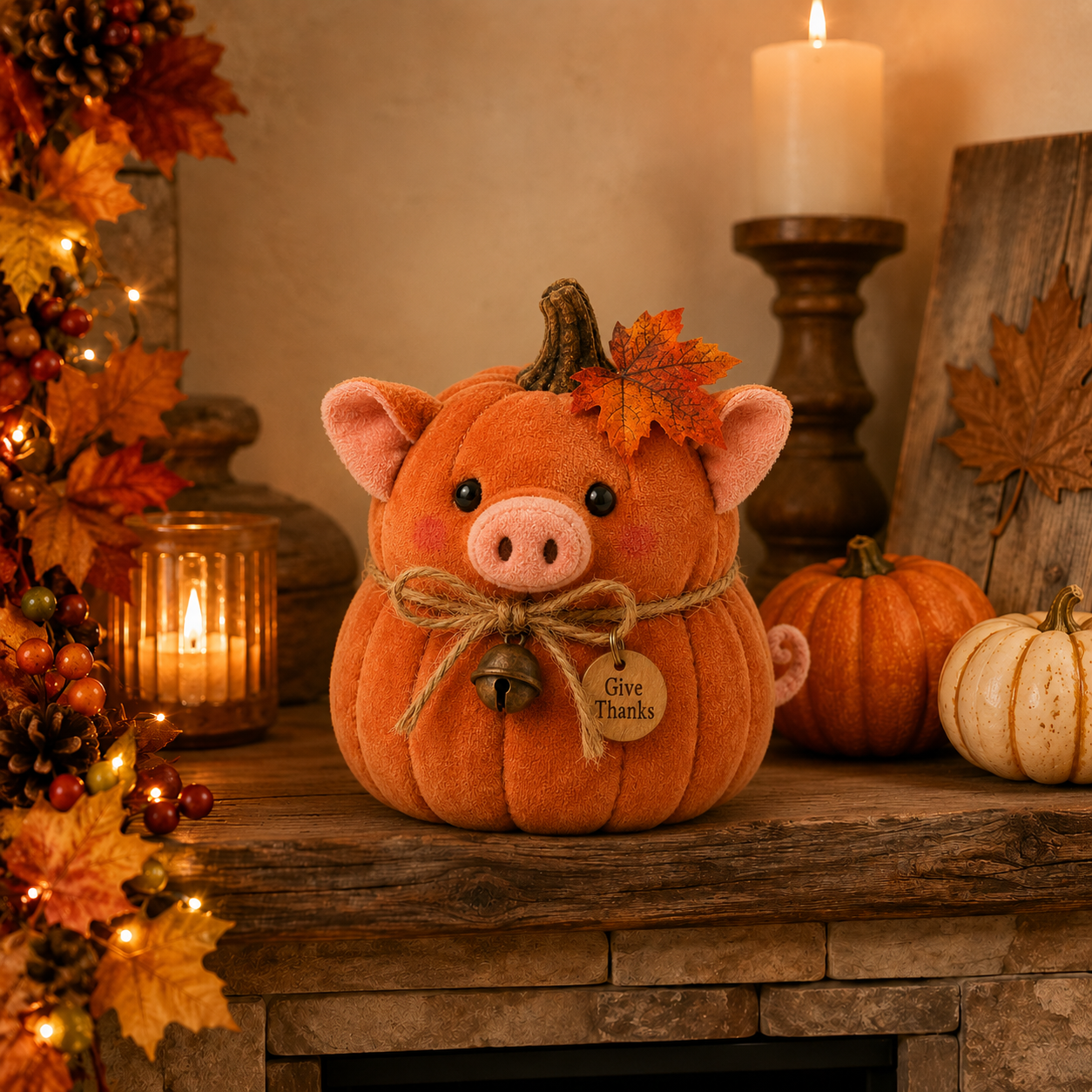 Harvest Friends Plush Cow Pumpkin Fall Farmhouse Decor