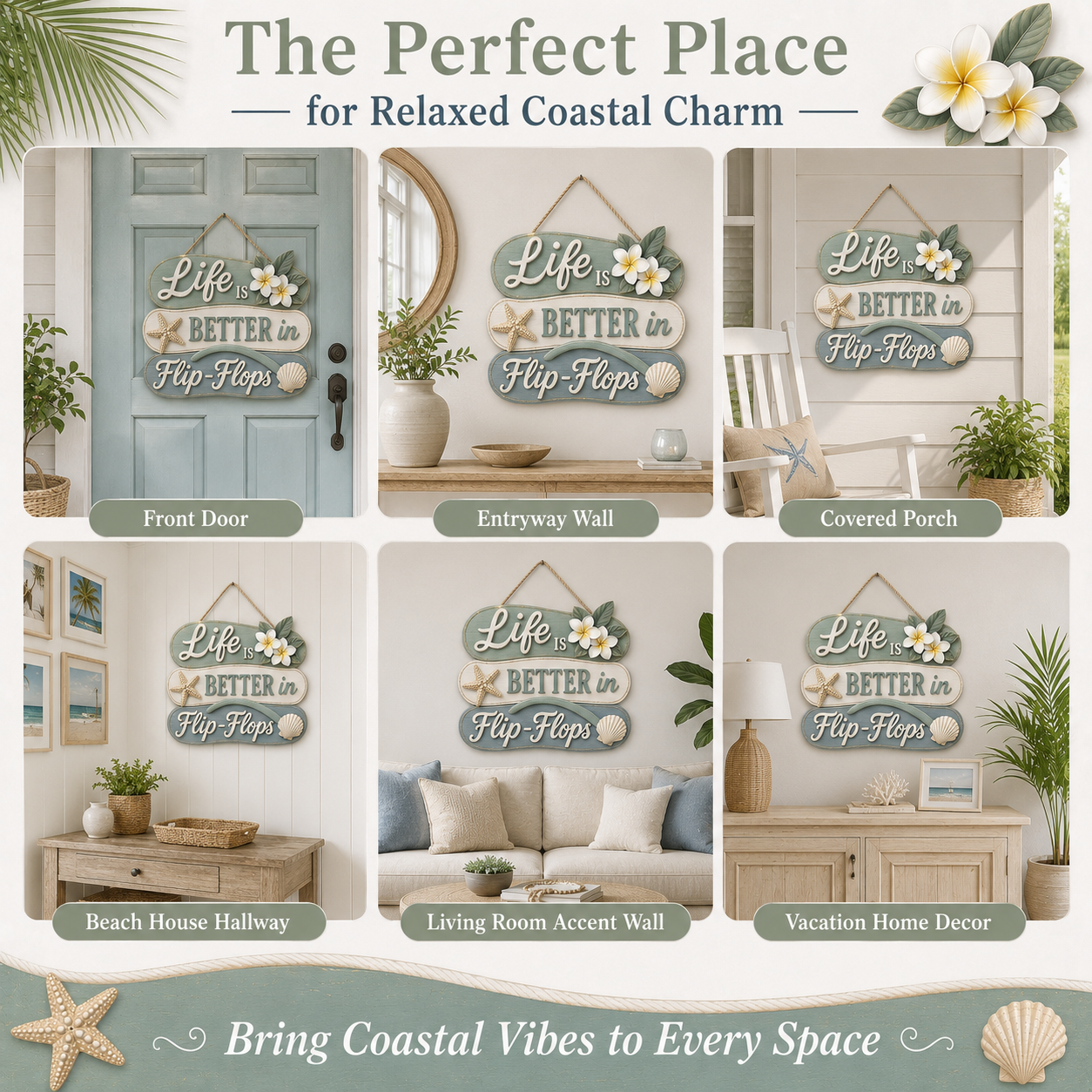 Seaside Reverie Lighted Flip-Flop Coastal Hanging Sign