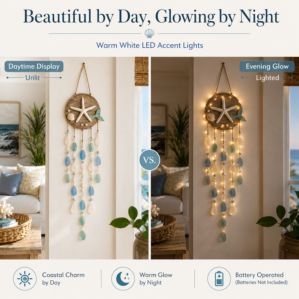 Ocean Whispers Remote-Controlled Lighted Coastal Hanging Decor