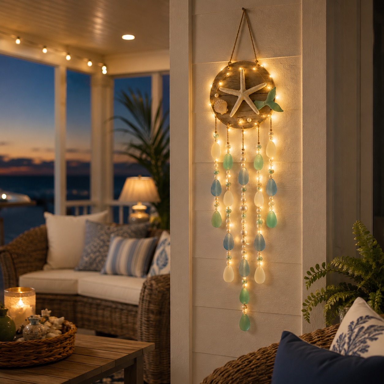 Ocean Whispers Remote-Controlled Lighted Coastal Hanging Decor