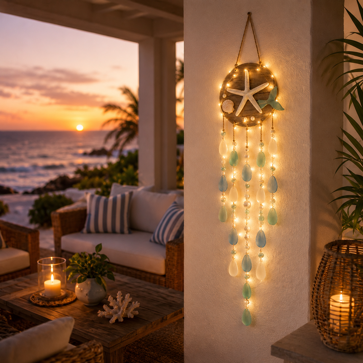 Ocean Whispers Remote-Controlled Lighted Coastal Hanging Decor