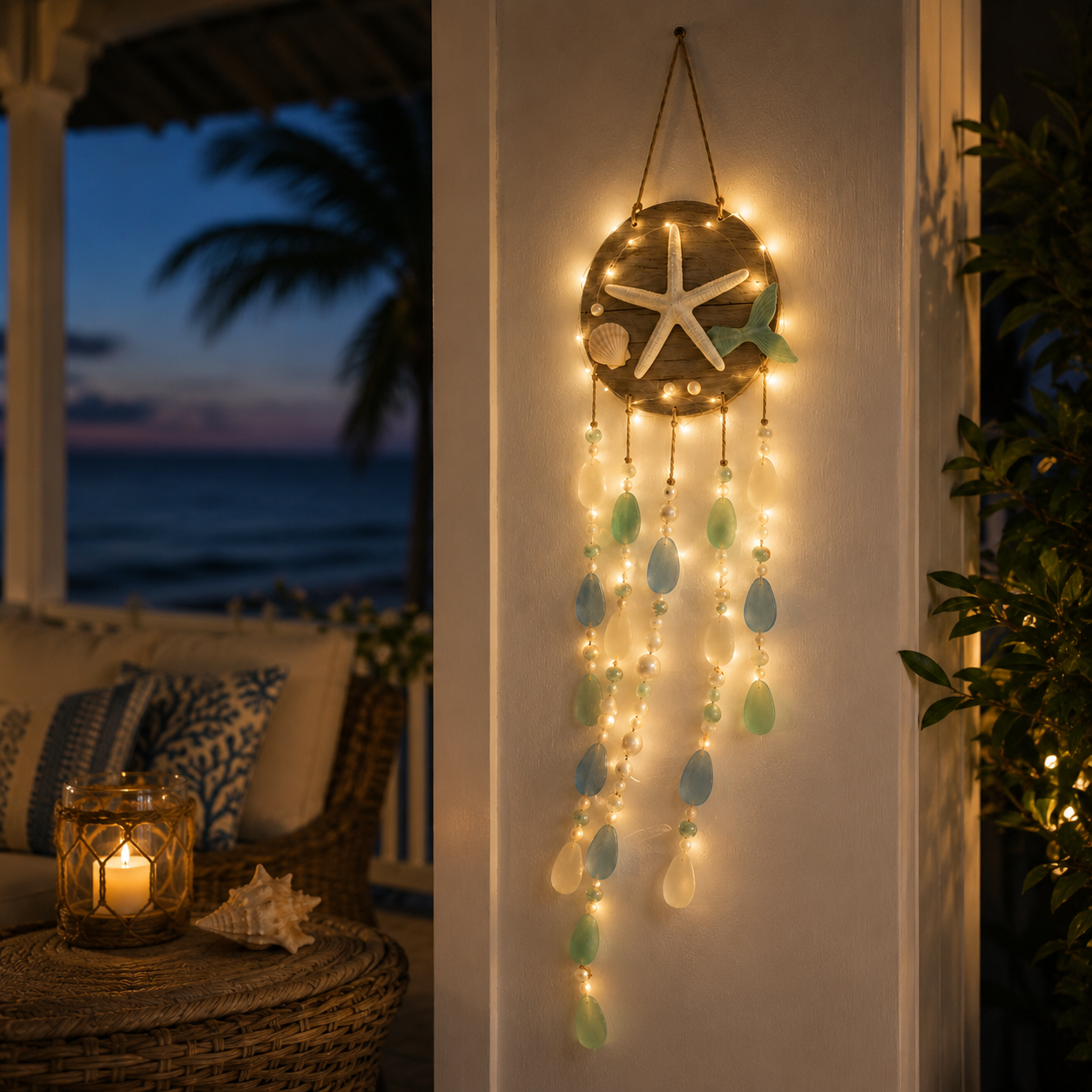 Ocean Whispers Remote-Controlled Lighted Coastal Hanging Decor