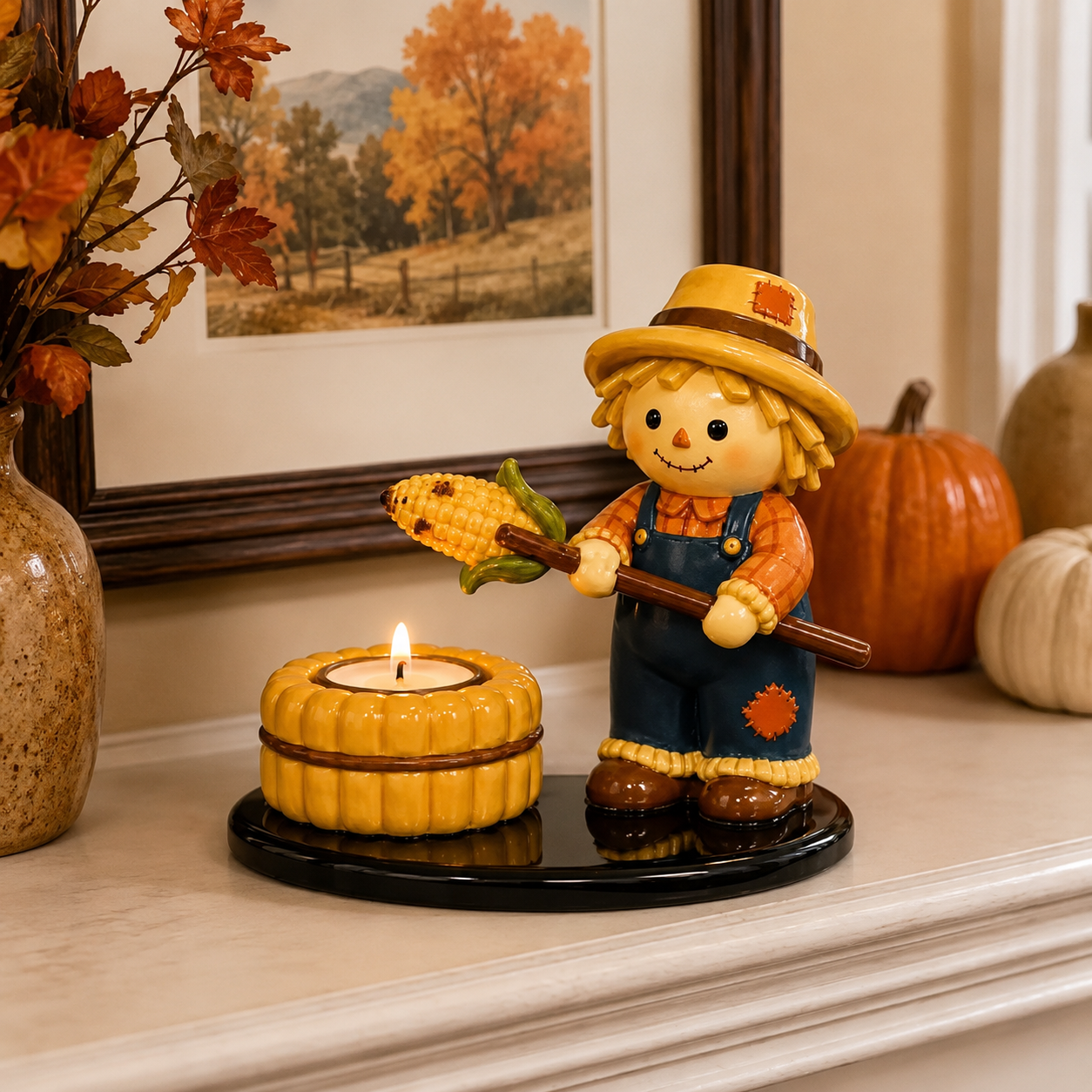 Halloween Mummy Campfire Tealight Holder – Resin Tabletop Candle Decor