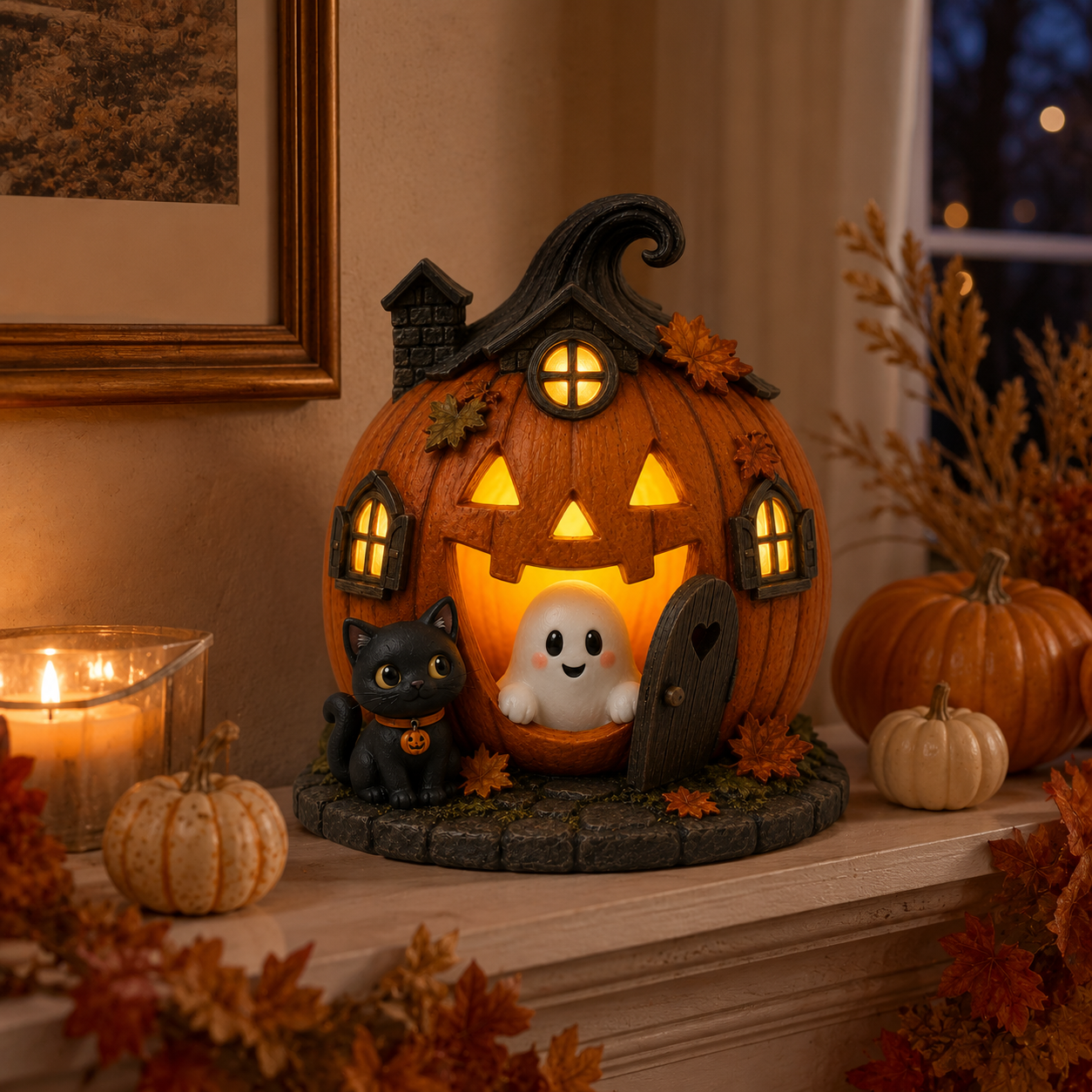 Lighted Pumpkin Hollow Ghost House