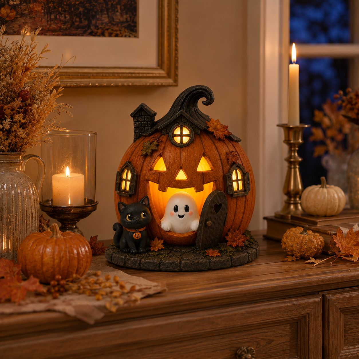 Lighted Pumpkin Hollow Ghost House