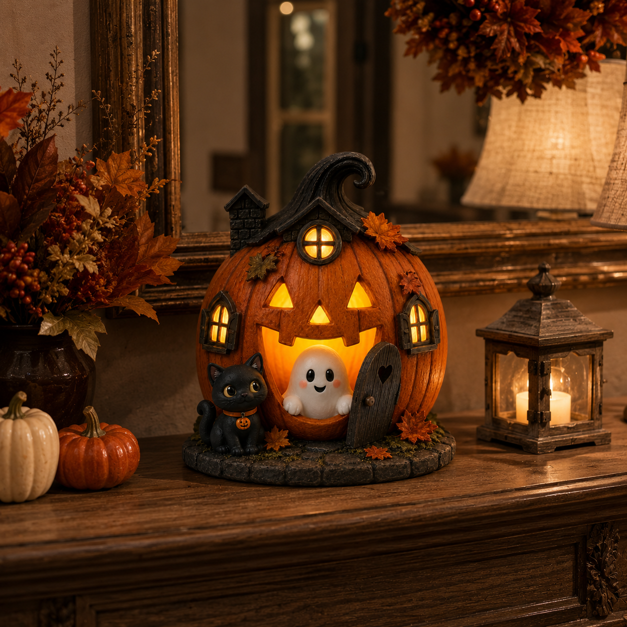 Lighted Pumpkin Hollow Ghost House