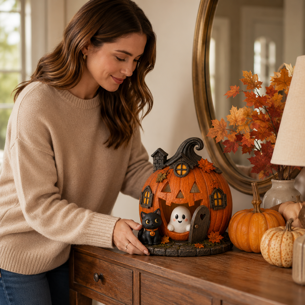 Lighted Pumpkin Hollow Ghost House