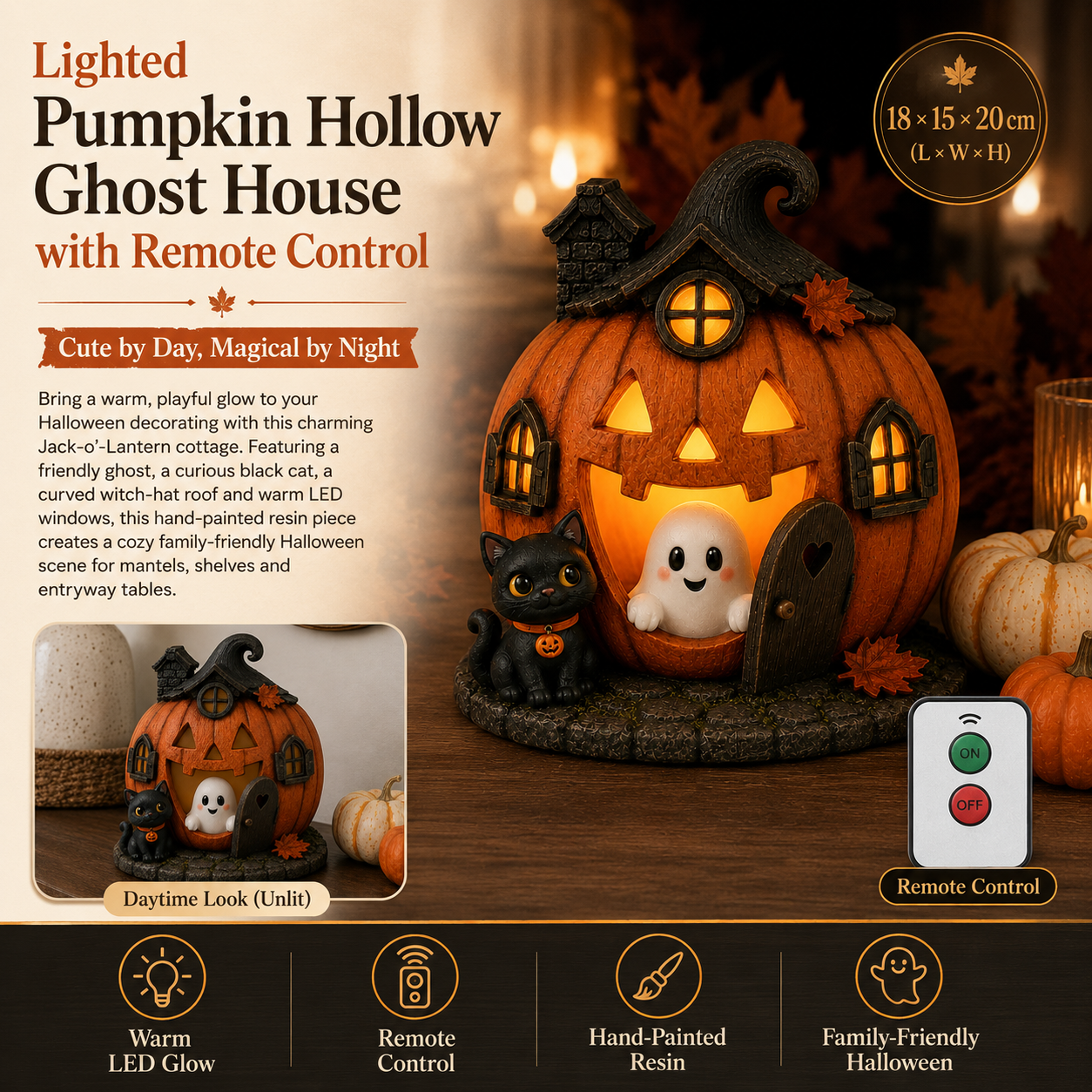 Lighted Pumpkin Hollow Ghost House