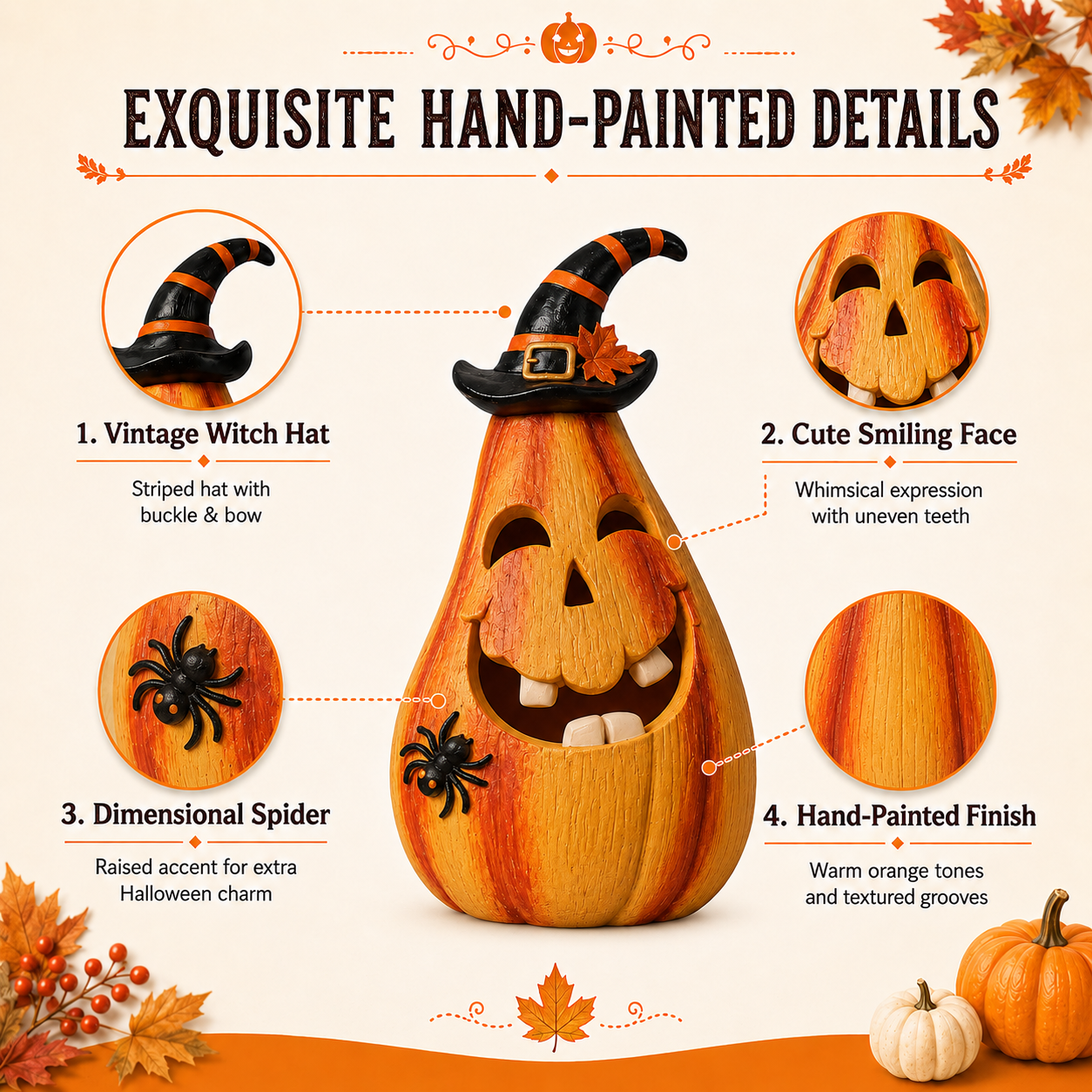 Remote-Controlled Lighted Witch Pumpkin Halloween Figurine
