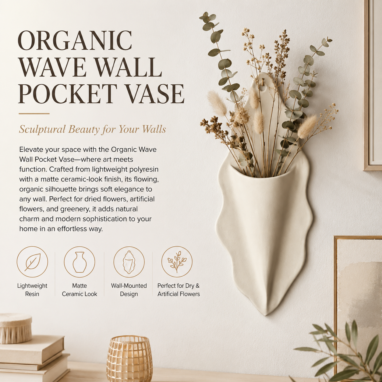 Organic Wave Wall Pocket Vase