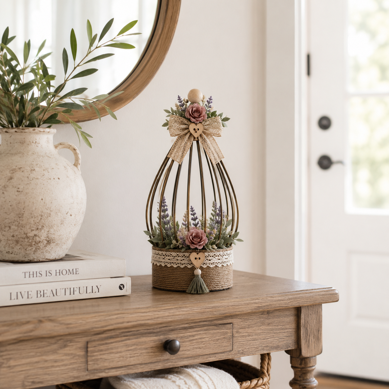 Boho Floral Hanging Flameless LED Lantern
