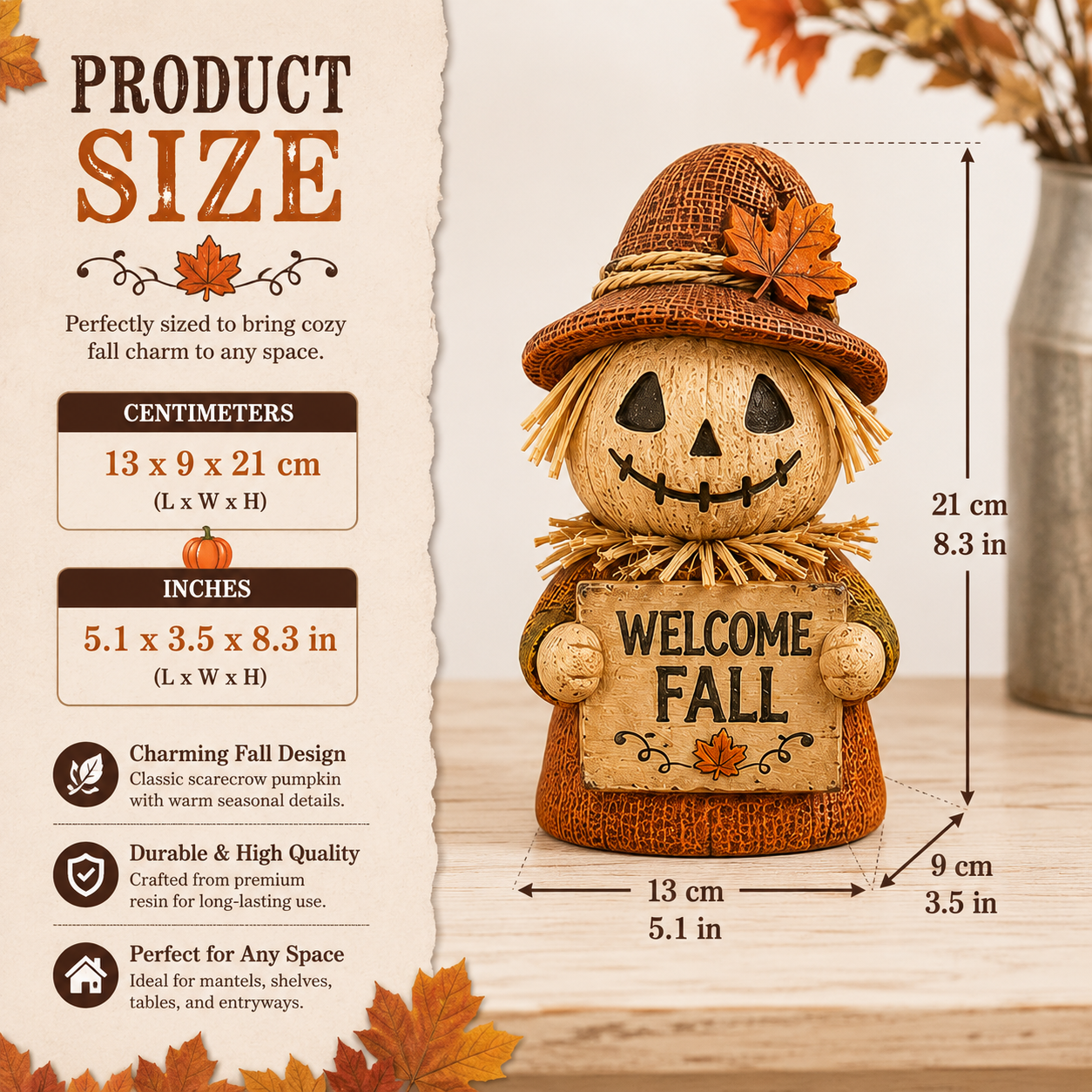 Fall Pumpkin Scarecrow Tabletop Decor