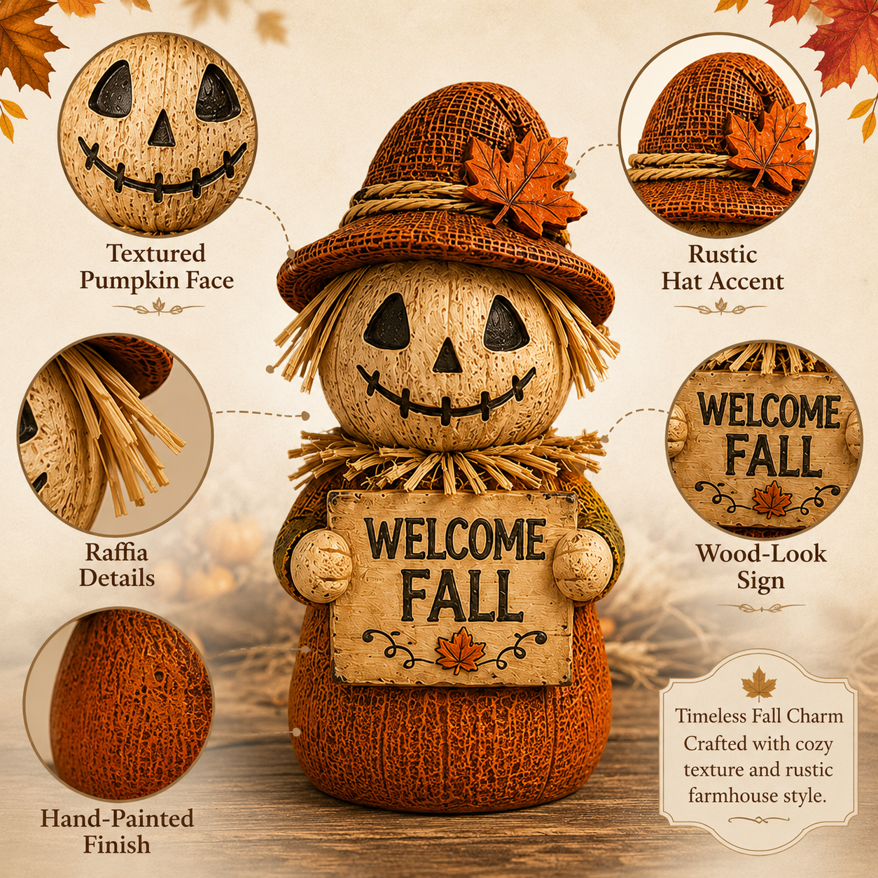 Fall Pumpkin Scarecrow Tabletop Decor