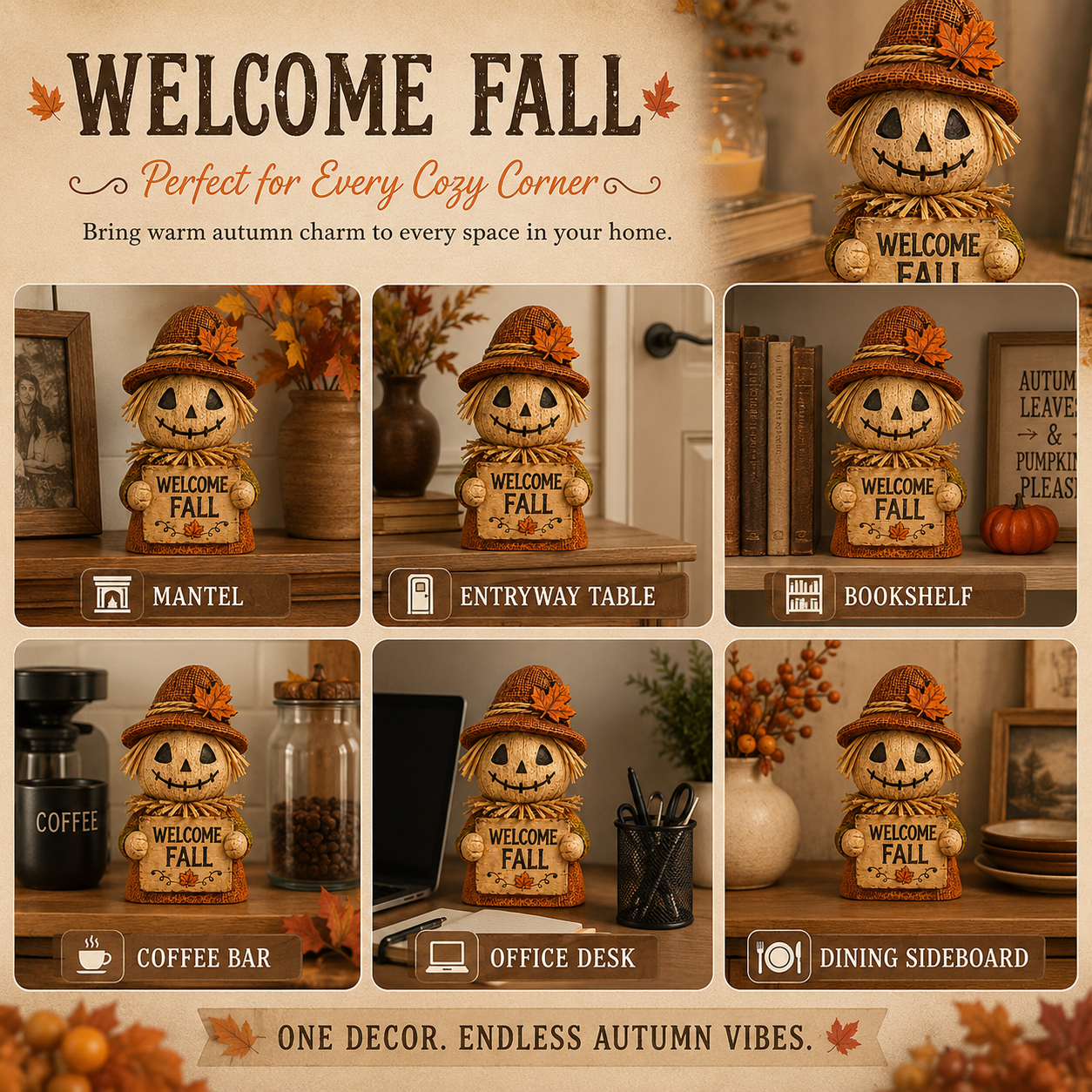 Fall Pumpkin Scarecrow Tabletop Decor