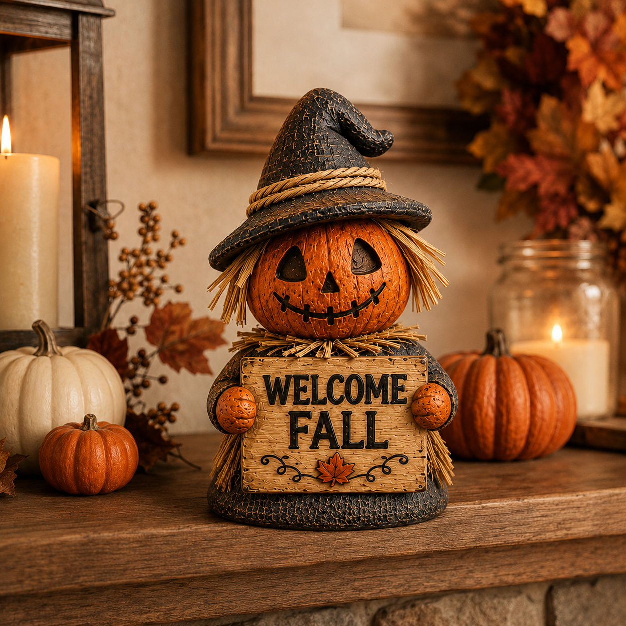 Fall Pumpkin Scarecrow Tabletop Decor