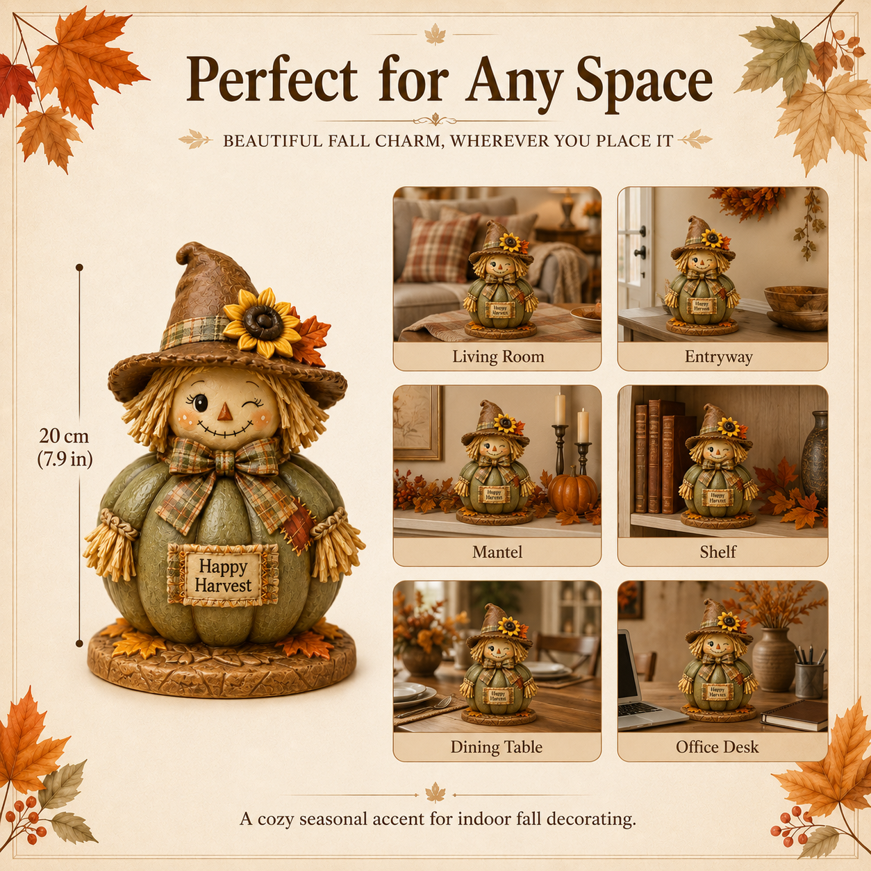 Fall Harvest Scarecrow Pumpkin Figurine