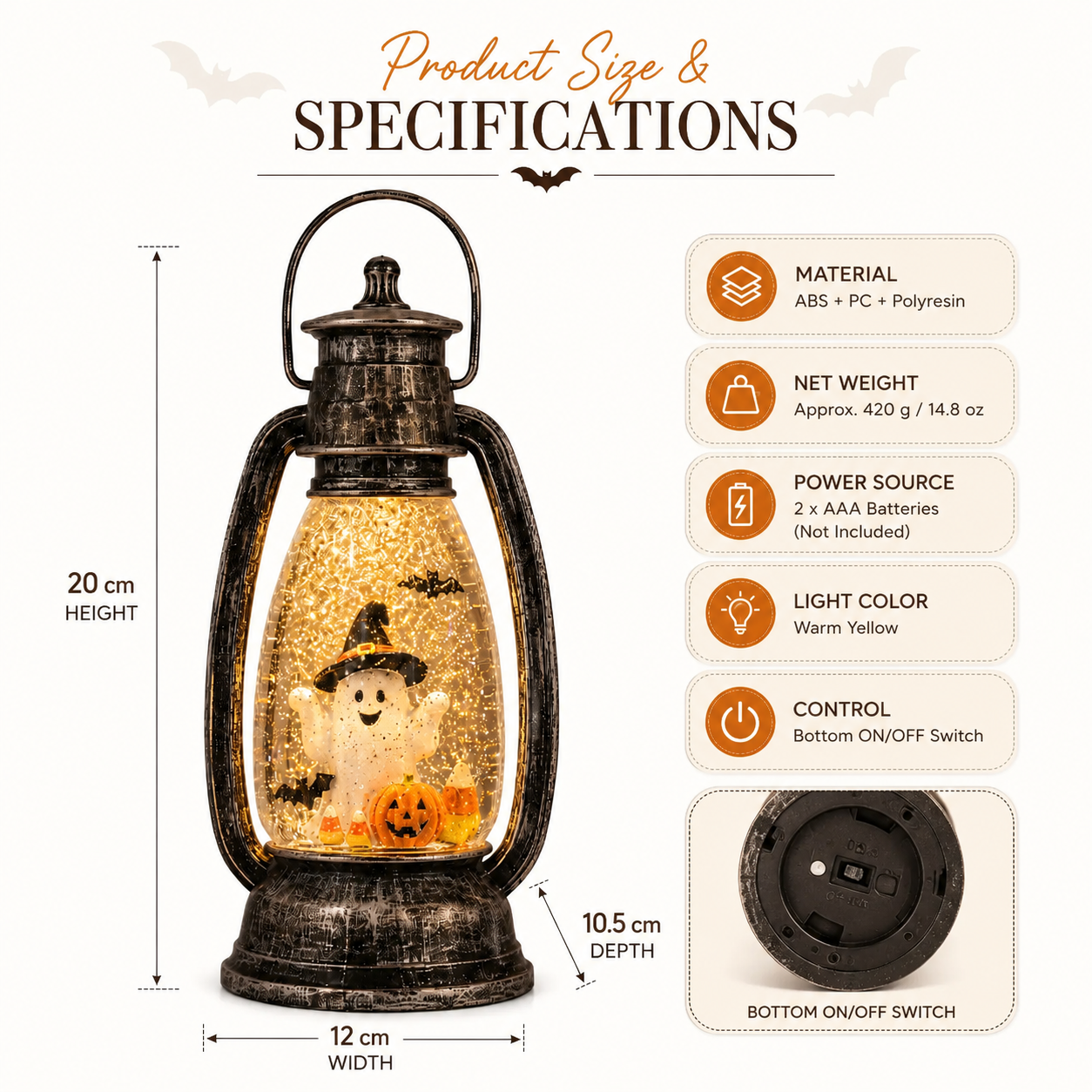 Lighted Glitter Ghost Halloween Lantern