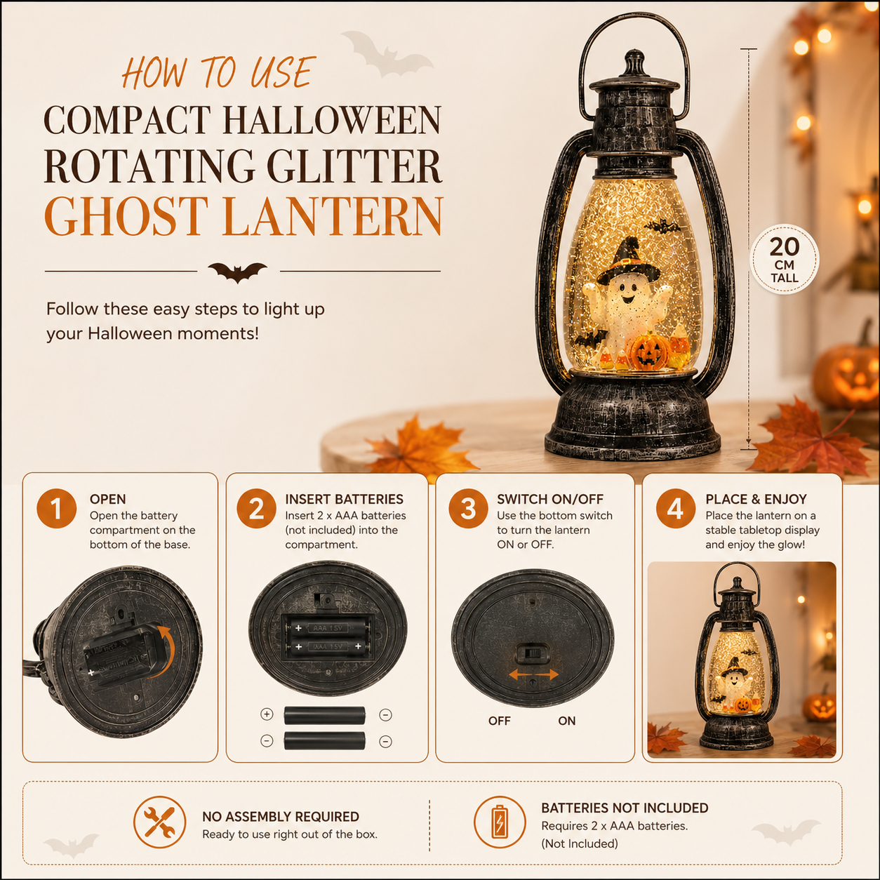 Lighted Glitter Ghost Halloween Lantern