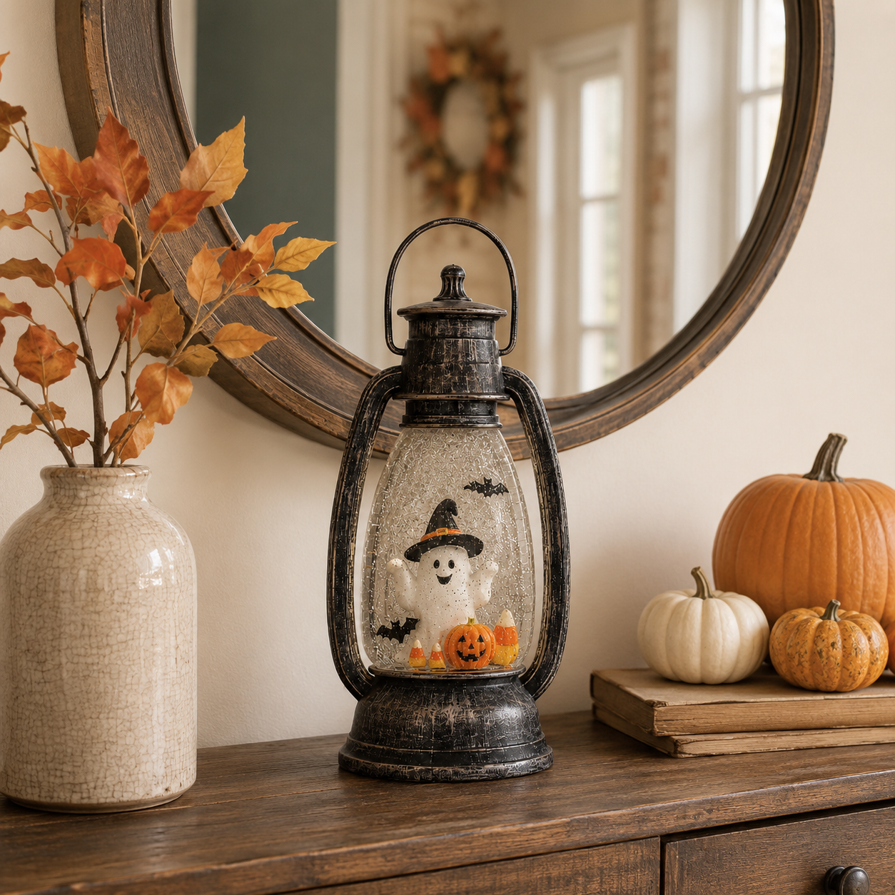 Lighted Glitter Ghost Halloween Lantern