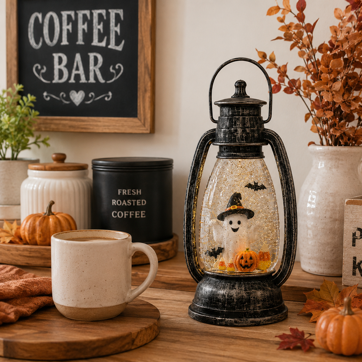 Lighted Glitter Ghost Halloween Lantern