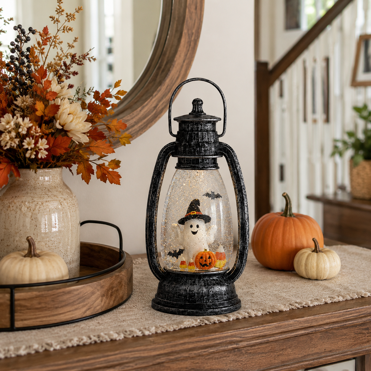 Lighted Glitter Ghost Halloween Lantern
