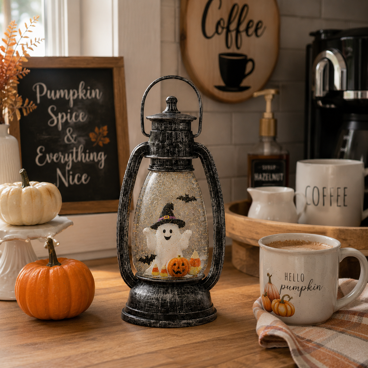 Lighted Glitter Ghost Halloween Lantern