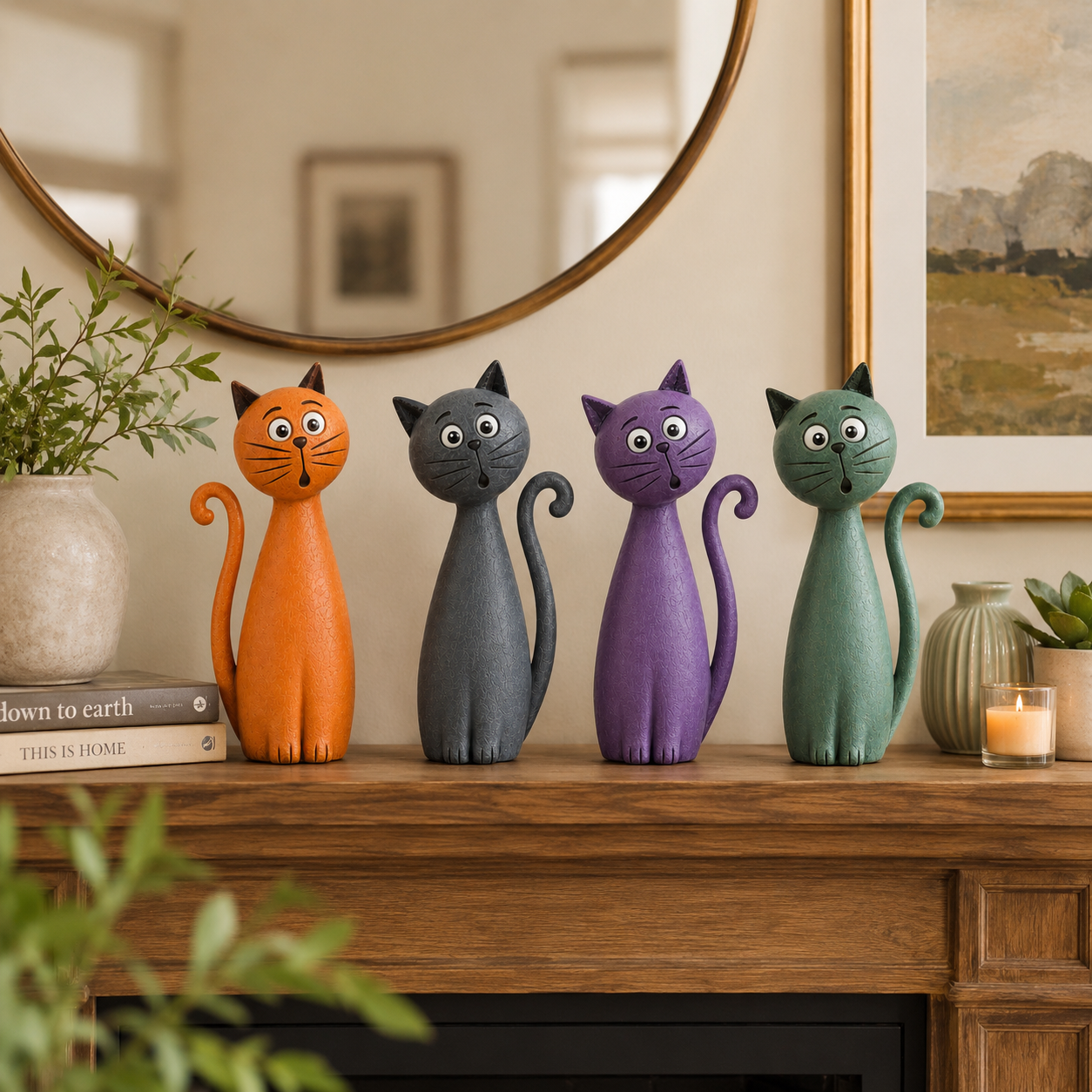 Whimsical Cat Figurine Collection
