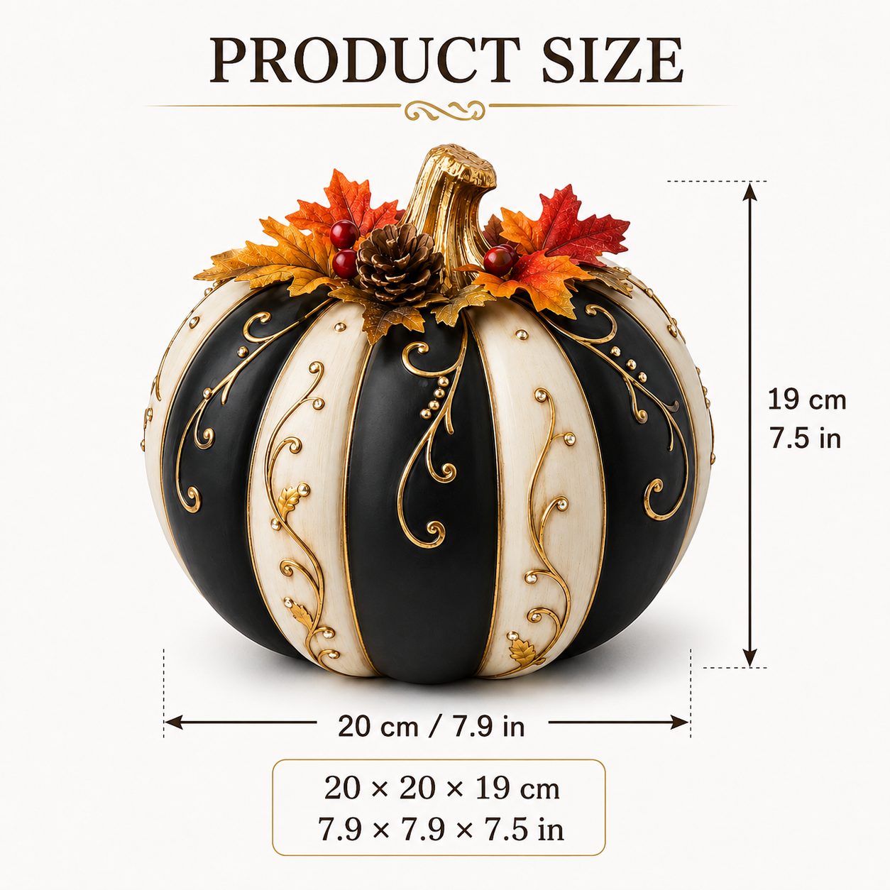 Lighted Black & Ivory Fall Pumpkin Decor