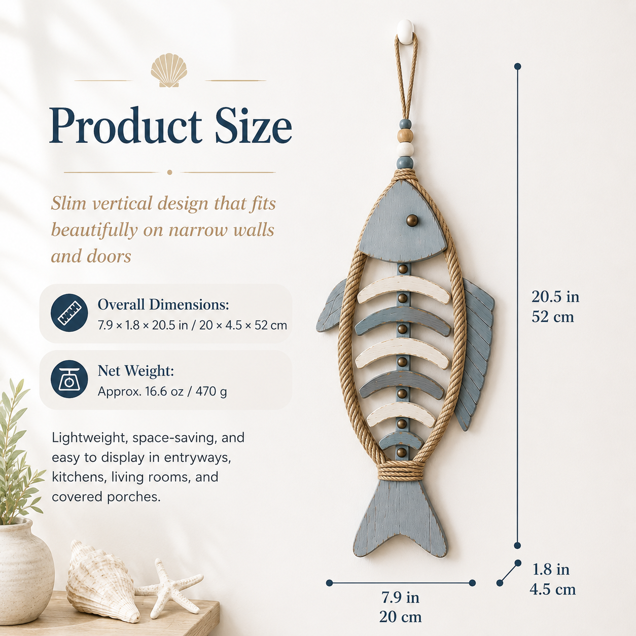 Remote-Controlled Lighted Coastal Fishbone Wall Decor