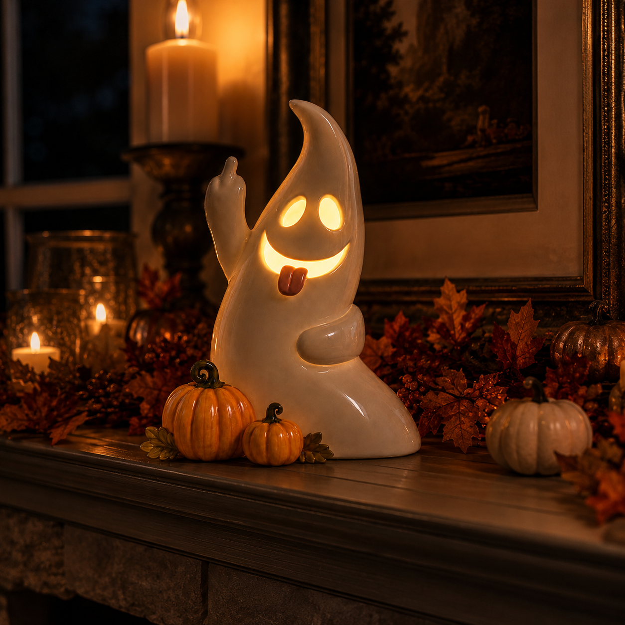 Remote-Controlled Lighted Cute Ghost Halloween Tabletop Decor