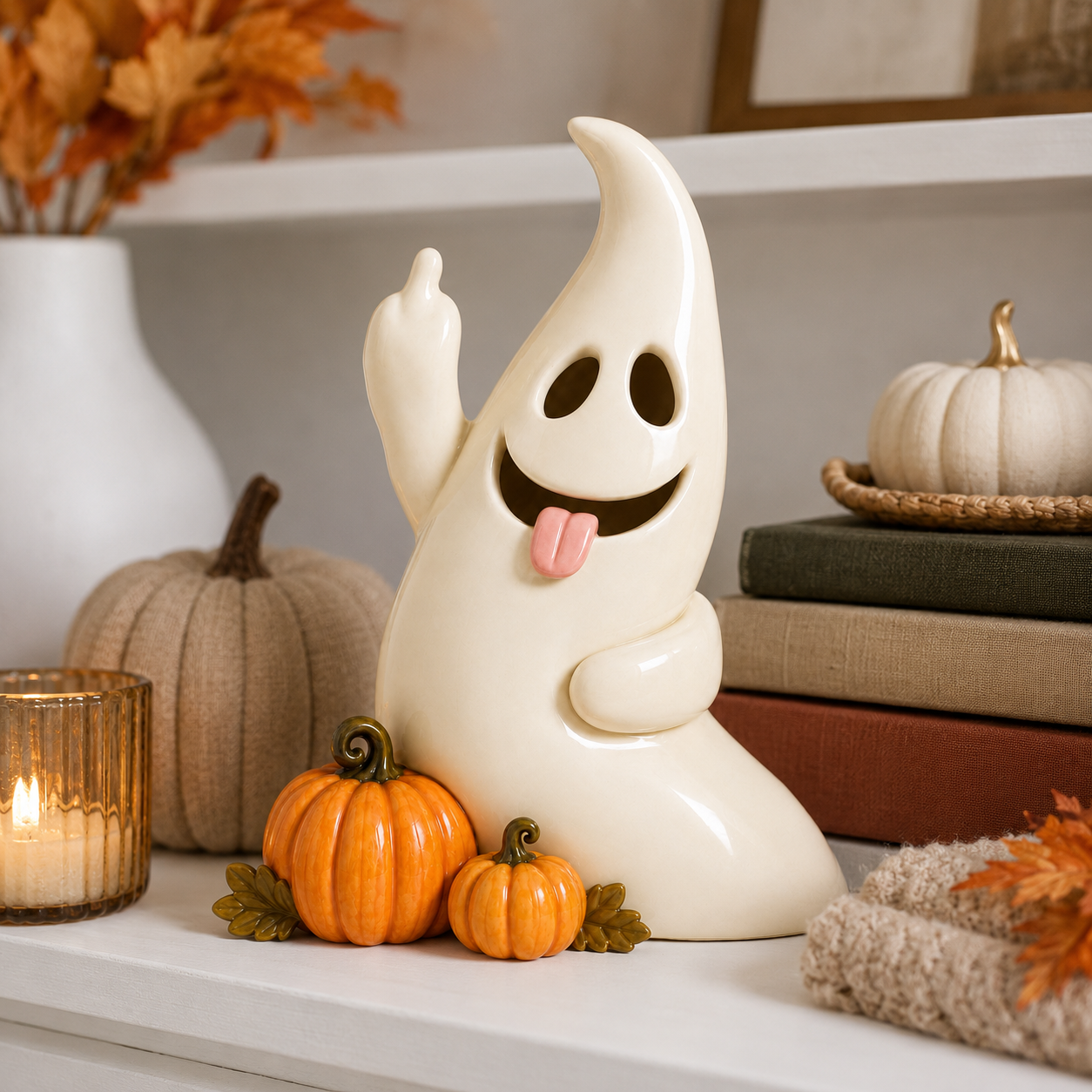 Remote-Controlled Lighted Cute Ghost Halloween Tabletop Decor