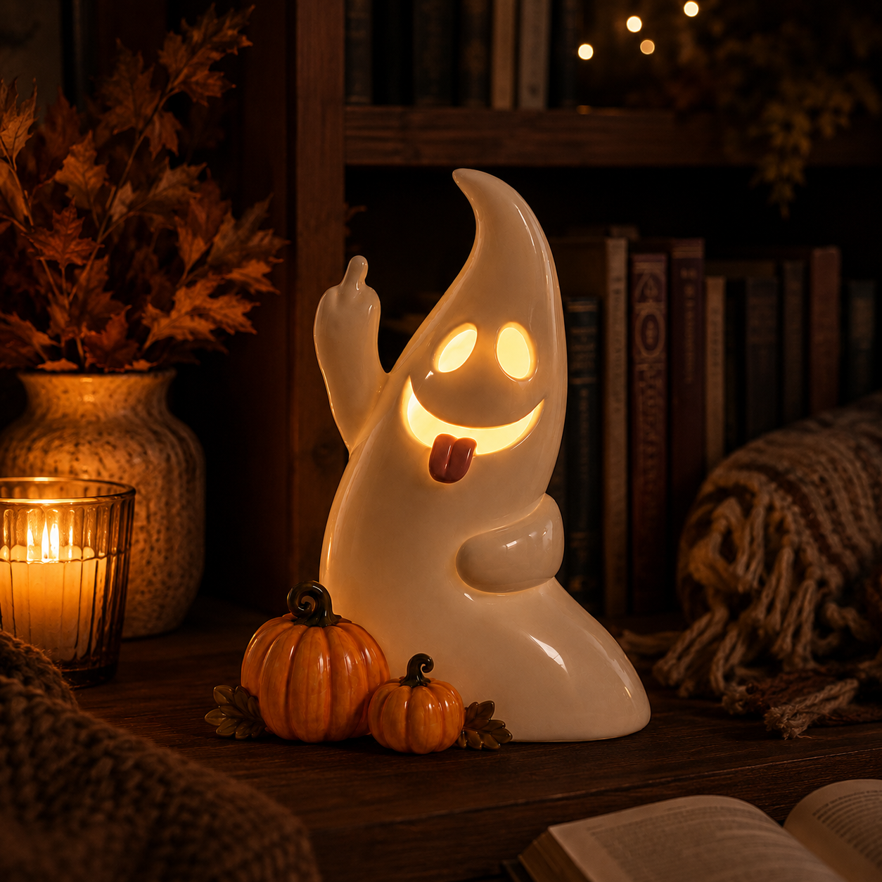Remote-Controlled Lighted Cute Ghost Halloween Tabletop Decor