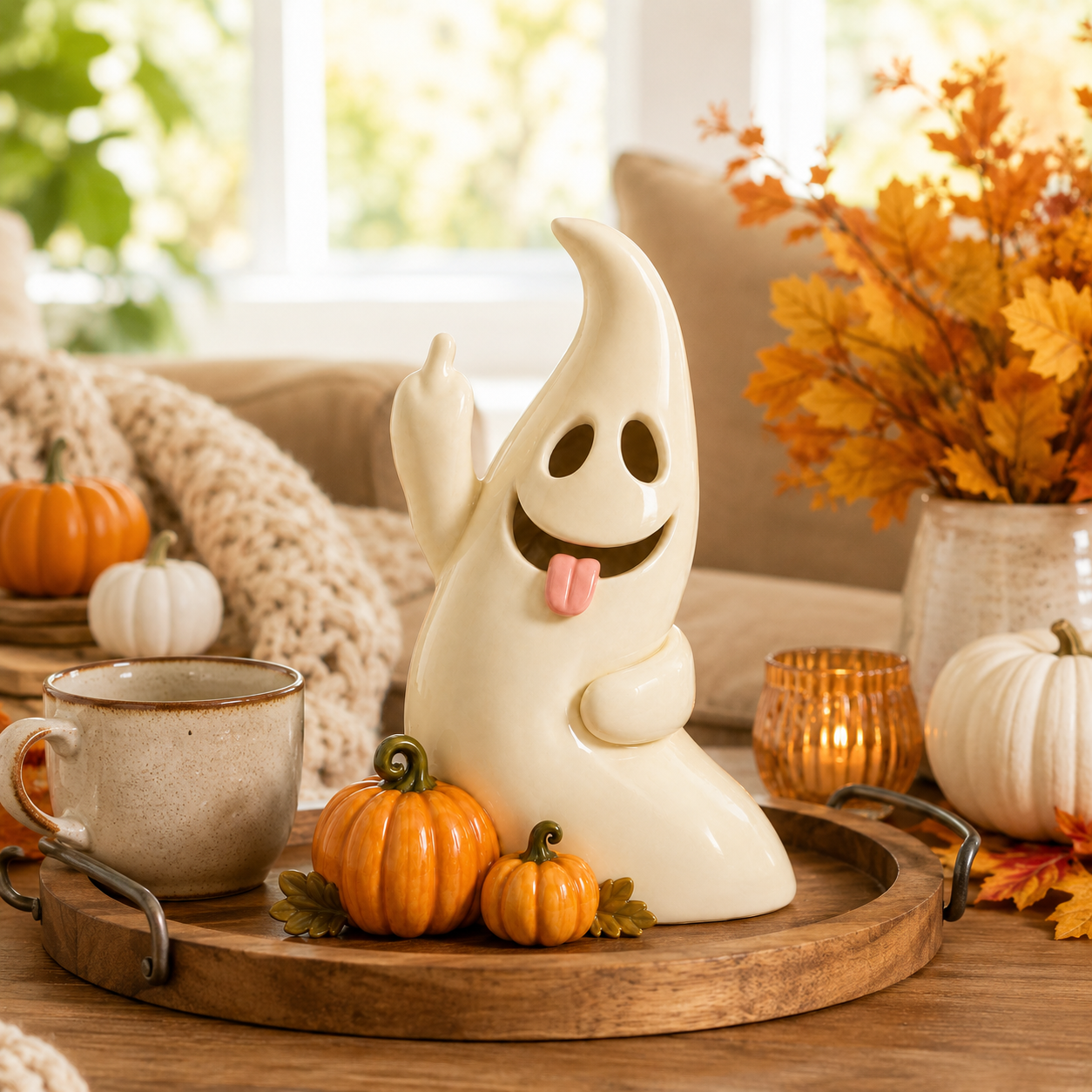Remote-Controlled Lighted Cute Ghost Halloween Tabletop Decor