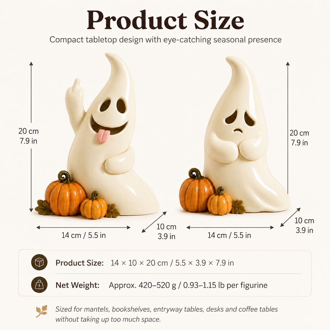 Remote-Controlled Lighted Cute Ghost Halloween Tabletop Decor