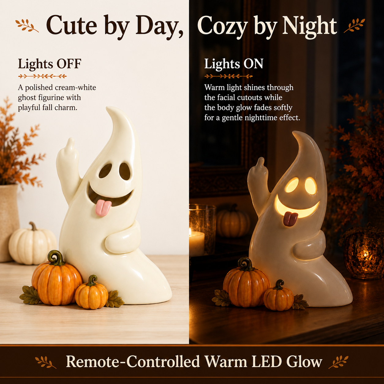 Remote-Controlled Lighted Cute Ghost Halloween Tabletop Decor