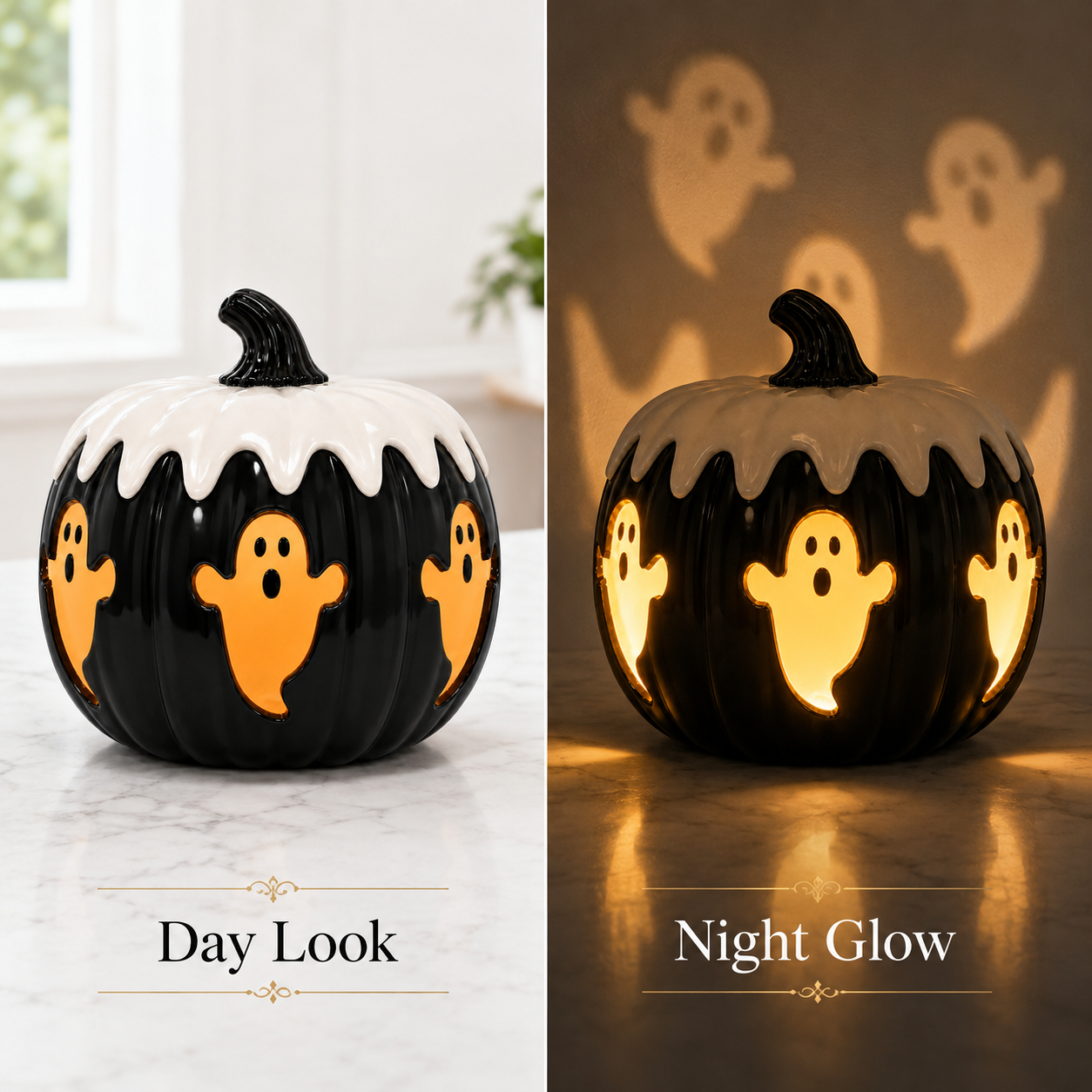 Remote-Controlled Lighted Ghost Pumpkin Halloween Decor