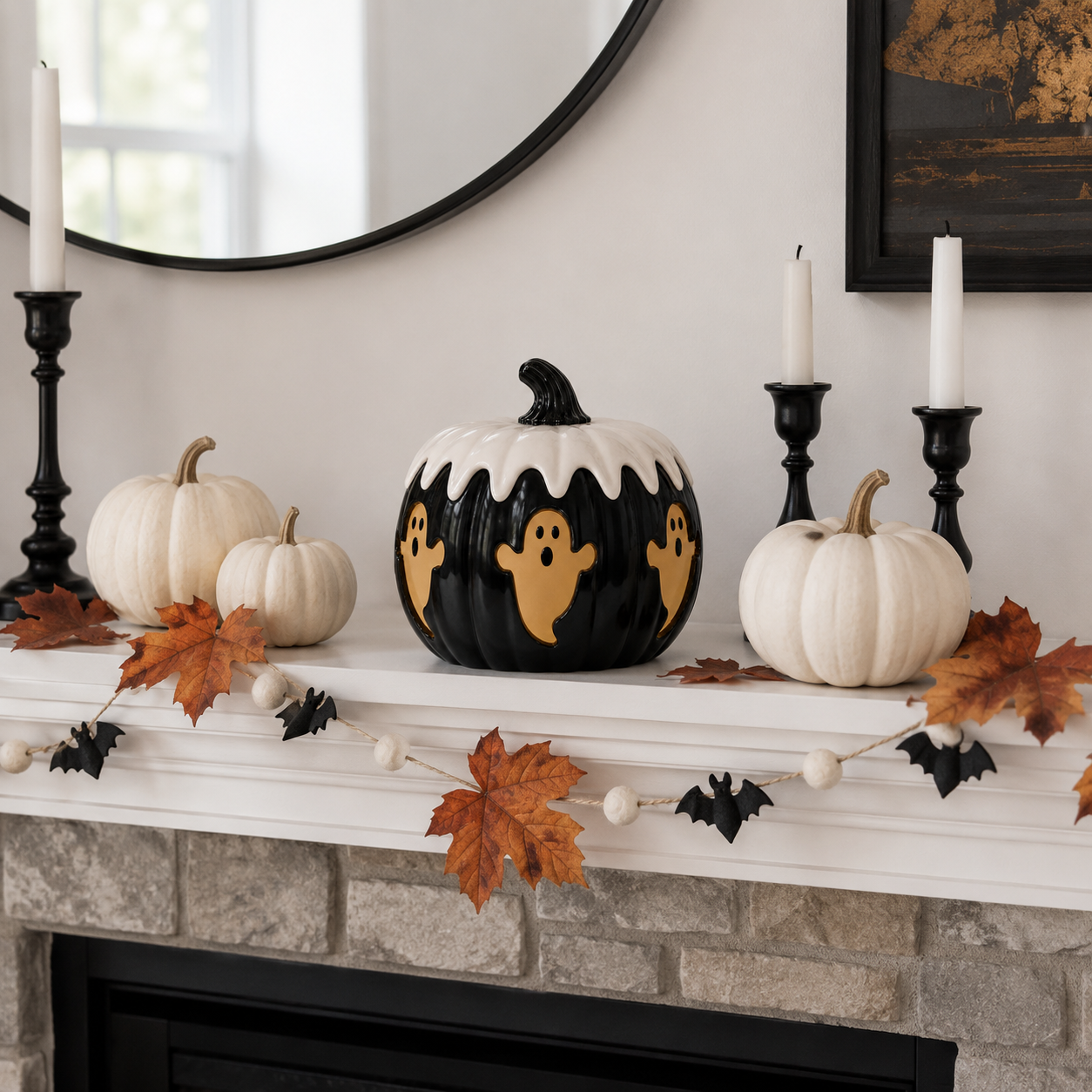 Remote-Controlled Lighted Ghost Pumpkin Halloween Decor